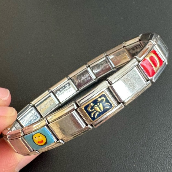 Vintage Italian Link charm bracelet stainless steel cancer crab zodiac sign y2K - Picture 2 of 10